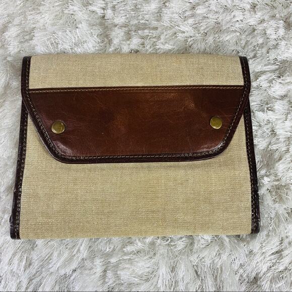 Travel Makeup Bag Linen Leather Unisex - Picture 1 of 6